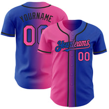 Загрузить изображение в средство просмотра галереи, Custom Thunder Blue Pink-Black Authentic Gradient Fashion Baseball Jersey