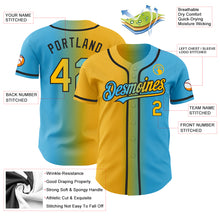 Load image into Gallery viewer, Custom Sky Blue Gold-Black Authentic Gradient Fashion Baseball Jersey