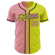 Load image into Gallery viewer, Custom Neon Yellow Medium Pink-Black Authentic Gradient Fashion Baseball Jersey