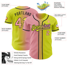 Load image into Gallery viewer, Custom Neon Yellow Medium Pink-Black Authentic Gradient Fashion Baseball Jersey