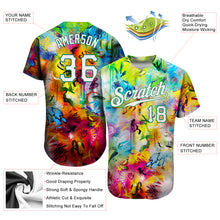 Загрузить изображение в средство просмотра галереи, Custom Scratch Graffiti Pattern White-Kelly Green 3D Authentic Baseball Jersey