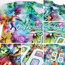 Загрузить изображение в средство просмотра галереи, Custom Scratch Graffiti Pattern White-Kelly Green 3D Authentic Baseball Jersey