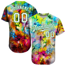 Загрузить изображение в средство просмотра галереи, Custom Scratch Graffiti Pattern White-Kelly Green 3D Authentic Baseball Jersey