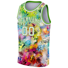 Загрузить изображение в средство просмотра галереи, Custom Scratch Graffiti Pattern White-Neon Green 3D Authentic Basketball Jersey