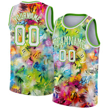 Загрузить изображение в средство просмотра галереи, Custom Scratch Graffiti Pattern White-Neon Green 3D Authentic Basketball Jersey