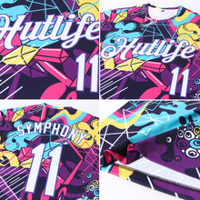 Charger l'image dans la galerie, Custom Graffiti Pattern White-Purple 3D Performance T-Shirt