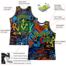 Charger l'image dans la galerie, Custom Graffiti Pattern Kelly Green-Gold 3D Geometric Authentic Basketball Jersey