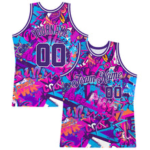 Charger l'image dans la galerie, Custom Graffiti Pattern Purple-White 3D Words Authentic Basketball Jersey