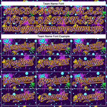 Load image into Gallery viewer, Custom Graffiti Pattern Gold-Purple 3D Clashing Colors Paint-Splatter Authentic Baseball Jersey