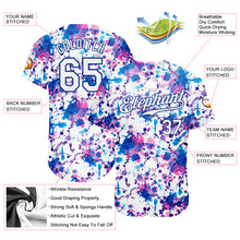 Charger l'image dans la galerie, Custom Graffiti Pattern White-Royal 3D Abstract Watercolor Authentic Baseball Jersey