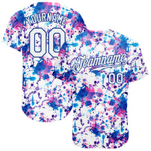 Charger l'image dans la galerie, Custom Graffiti Pattern White-Royal 3D Abstract Watercolor Authentic Baseball Jersey
