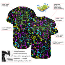 Load image into Gallery viewer, Custom Graffiti Pattern Black-Neon Green 3D Neon Splatter Authentic Baseball Jersey