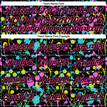Load image into Gallery viewer, Custom Graffiti Pattern Black-Pink 3D Neon Splatter Authentic Baseball Jersey
