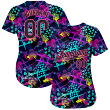 Загрузить изображение в средство просмотра галереи, Custom Graffiti Pattern Black-Pink 3D Creative Hearts Stars Geometric Figures Authentic Baseball Jersey