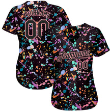 Charger l'image dans la galerie, Custom Graffiti Pattern Black-Medium Pink 3D Expressive Splatter Authentic Baseball Jersey