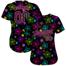 Загрузить изображение в средство просмотра галереи, Custom Graffiti Pattern Black-Pink 3D Creative Colorful Stars Authentic Baseball Jersey