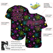 Загрузить изображение в средство просмотра галереи, Custom Graffiti Pattern Black-Pink 3D Creative Colorful Stars Authentic Baseball Jersey