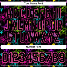 Загрузить изображение в средство просмотра галереи, Custom Graffiti Pattern Black-Pink 3D Creative Colorful Stars Authentic Baseball Jersey