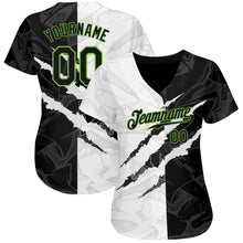 Загрузить изображение в средство просмотра галереи, Custom Graffiti Pattern Black-Neon Green 3D Scratch Authentic Baseball Jersey