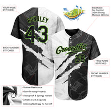 Загрузить изображение в средство просмотра галереи, Custom Graffiti Pattern Black-Neon Green 3D Scratch Authentic Baseball Jersey