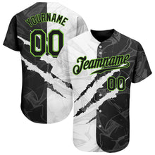 Загрузить изображение в средство просмотра галереи, Custom Graffiti Pattern Black-Neon Green 3D Scratch Authentic Baseball Jersey