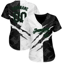 Charger l'image dans la galerie, Custom Graffiti Pattern Black-Kelly Green 3D Scratch Authentic Baseball Jersey