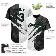 Charger l'image dans la galerie, Custom Graffiti Pattern Black-Kelly Green 3D Scratch Authentic Baseball Jersey
