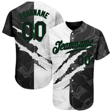 Charger l'image dans la galerie, Custom Graffiti Pattern Black-Kelly Green 3D Scratch Authentic Baseball Jersey