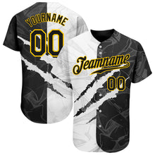 Charger l'image dans la galerie, Custom Graffiti Pattern Black-Gold 3D Scratch Authentic Baseball Jersey
