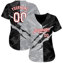 Загрузить изображение в средство просмотра галереи, Custom Graffiti Pattern White Gray-Red 3D Scratch Authentic Baseball Jersey