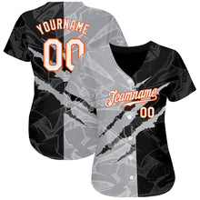 Загрузить изображение в средство просмотра галереи, Custom Graffiti Pattern White Gray-Orange 3D Scratch Authentic Baseball Jersey
