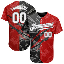 Charger l'image dans la galerie, Custom Graffiti Pattern White Black-Gray 3D Scratch Authentic Baseball Jersey