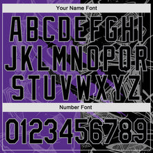 Load image into Gallery viewer, Custom Graffiti Pattern Black Purple-Gray 3D Scratch Authentic Baseball Jersey