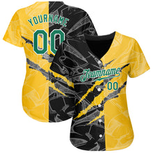 Charger l'image dans la galerie, Custom Graffiti Pattern Kelly Green Yellow-Black 3D Scratch Authentic Baseball Jersey