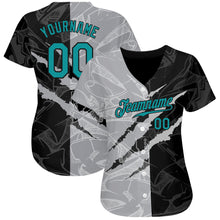 Загрузить изображение в средство просмотра галереи, Custom Graffiti Pattern Teal Gray-Black 3D Scratch Authentic Baseball Jersey