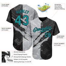 Загрузить изображение в средство просмотра галереи, Custom Graffiti Pattern Teal Gray-Black 3D Scratch Authentic Baseball Jersey