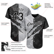 Charger l'image dans la galerie, Custom Graffiti Pattern Black-Gray 3D Scratch Authentic Baseball Jersey