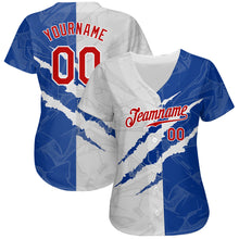 Charger l'image dans la galerie, Custom Graffiti Pattern Red-Royal 3D Scratch Authentic Baseball Jersey