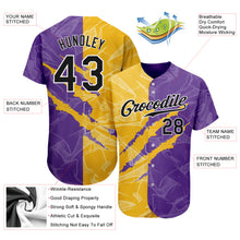Charger l'image dans la galerie, Custom Graffiti Pattern Black Yellow-Purple 3D Scratch Authentic Baseball Jersey