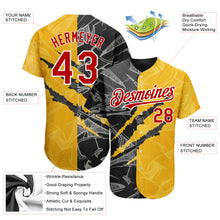 Загрузить изображение в средство просмотра галереи, Custom Graffiti Pattern Red Yellow-Black 3D Scratch Authentic Baseball Jersey