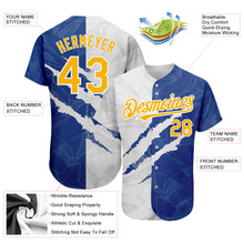 Загрузить изображение в средство просмотра галереи, Custom Graffiti Pattern Yellow-Royal 3D Scratch Authentic Baseball Jersey