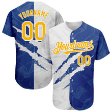 Загрузить изображение в средство просмотра галереи, Custom Graffiti Pattern Yellow-Royal 3D Scratch Authentic Baseball Jersey