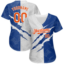 Charger l'image dans la galerie, Custom Graffiti Pattern Orange-Royal 3D Scratch Authentic Baseball Jersey