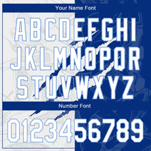 Загрузить изображение в средство просмотра галереи, Custom Graffiti Pattern White Royal-Light Blue 3D Scratch Authentic Baseball Jersey