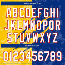 Laden Sie das Bild in den Galerie-Viewer, Custom Graffiti Pattern White Royal Yellow-Red 3D Scratch Authentic Baseball Jersey