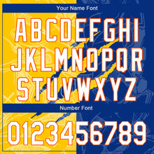 Laden Sie das Bild in den Galerie-Viewer, Custom Graffiti Pattern White Royal Yellow-Orange 3D Scratch Authentic Baseball Jersey