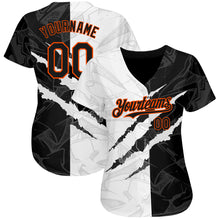 Charger l'image dans la galerie, Custom Graffiti Pattern Black-Orange 3D Scratch Authentic Baseball Jersey