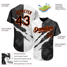 Charger l'image dans la galerie, Custom Graffiti Pattern Black-Orange 3D Scratch Authentic Baseball Jersey