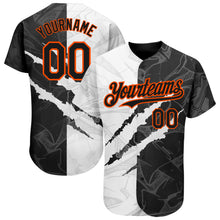 Charger l'image dans la galerie, Custom Graffiti Pattern Black-Orange 3D Scratch Authentic Baseball Jersey