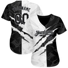 Laden Sie das Bild in den Galerie-Viewer, Custom Graffiti Pattern Black-Gray 3D Scratch Authentic Baseball Jersey